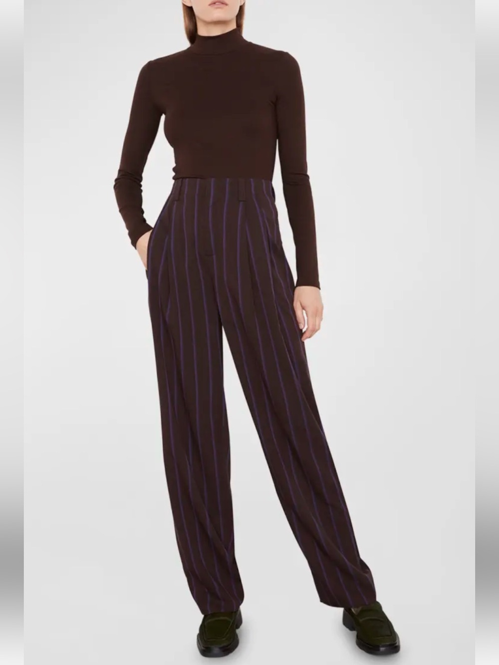 Vince Striped Brown And Purple Dress Pants Size 12 NWT - Picture 2 of 6